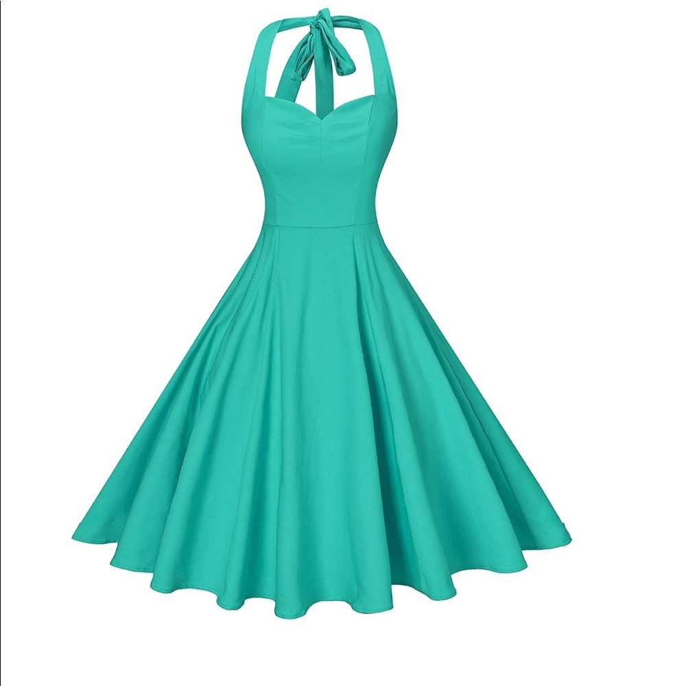 Dapper Day 50s Halter Cocktail Swing Dress